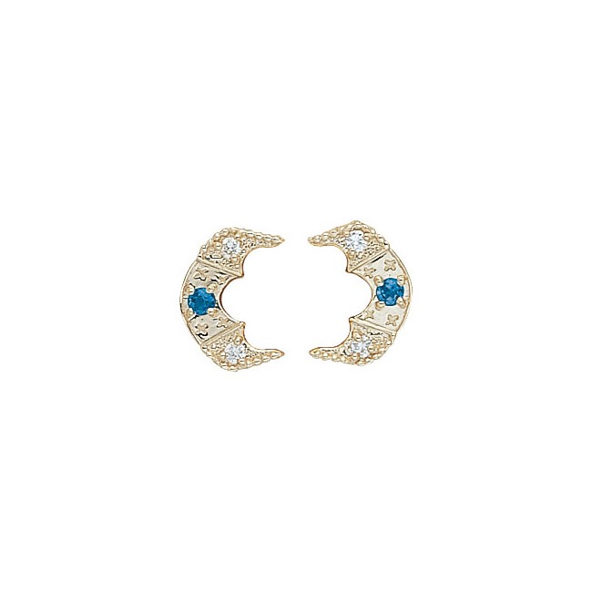 14 Karat Gold Slide with Blue Topaz center and Diamond accents