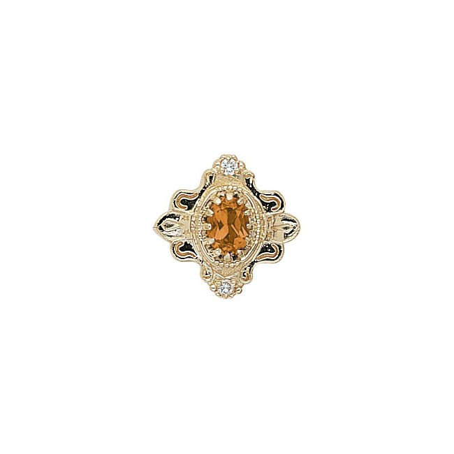 14 Karat Gold Slide with Citrine center and Diamond accents
