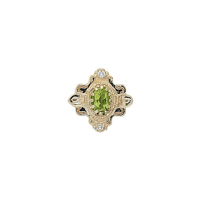 14 Karat Gold Slide with Peridot center and Diamond accents