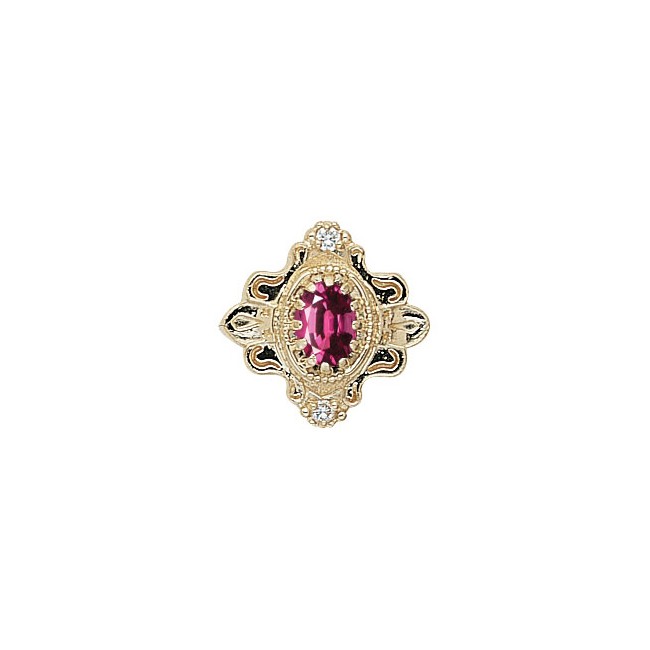 14 Karat Gold Slide with Rhodolite Garnet center and Diamond accents