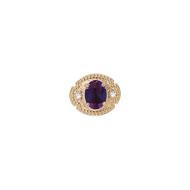 14 Karat Gold Slide with Amethyst center and Diamond accents