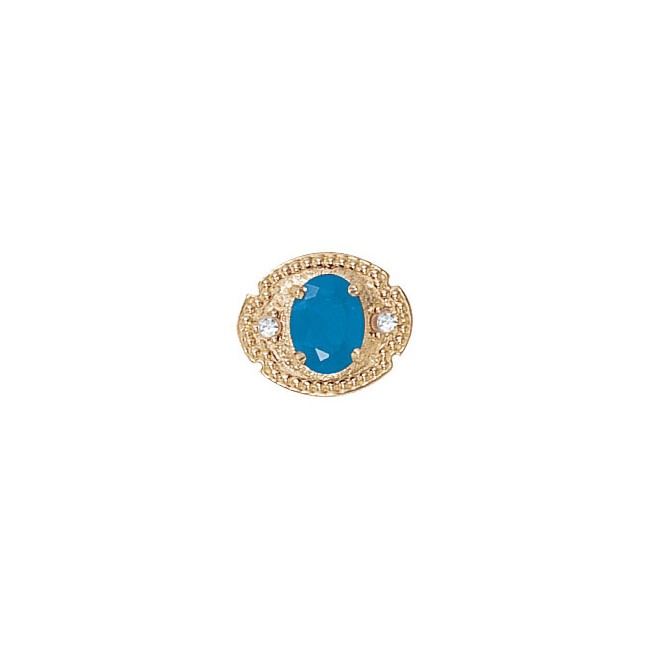 14 Karat Gold Slide with Blue Topaz center and Diamond accents
