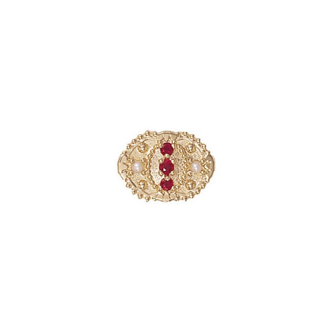 14 Karat Gold Slide with Ruby center and Ruby and Pearl accents