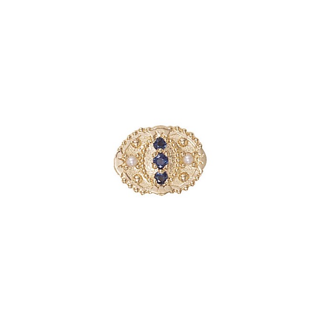 14 Karat Gold Slide with Sapphire center and Sapphire and Pearl accents