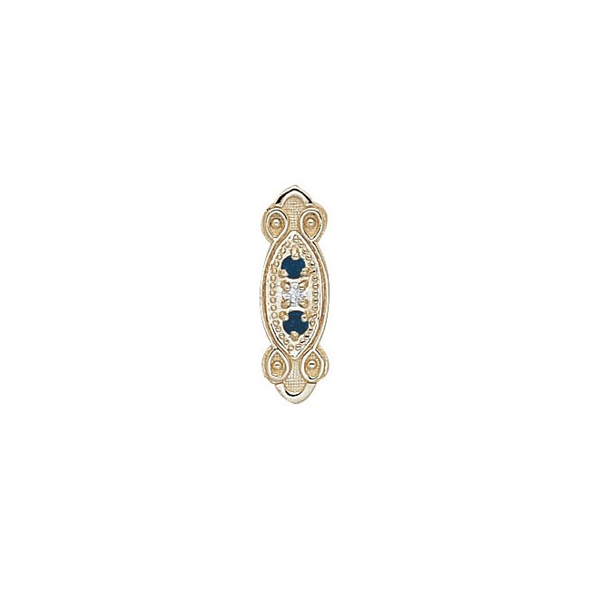 14 Karat Gold Slide with Diamond center and Sapphire accents