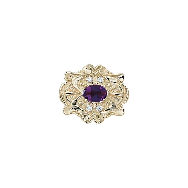 14 Karat Gold Slide with Amethyst center and Diamond accents