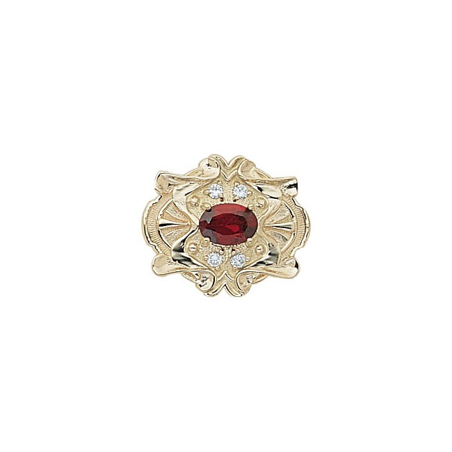 14 Karat Gold Slide with Garnet center and Diamond accents