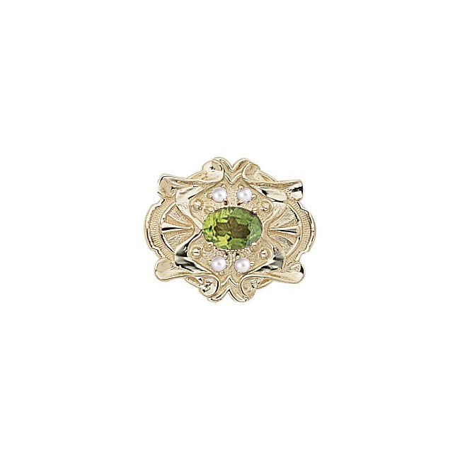 14 Karat Gold Slide with Peridot center and Pearl accents