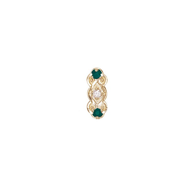 14 Karat Gold Slide with Diamond center and Emerald accents