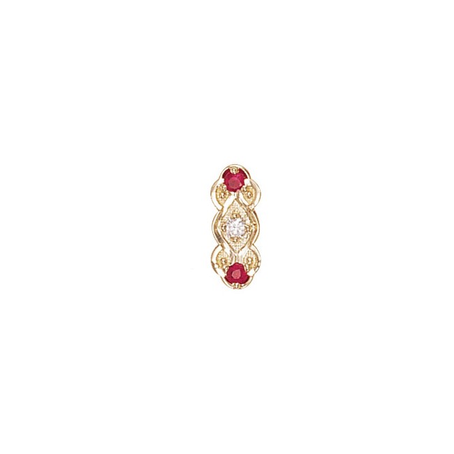 14 Karat Gold Slide with Diamond center and Ruby accents