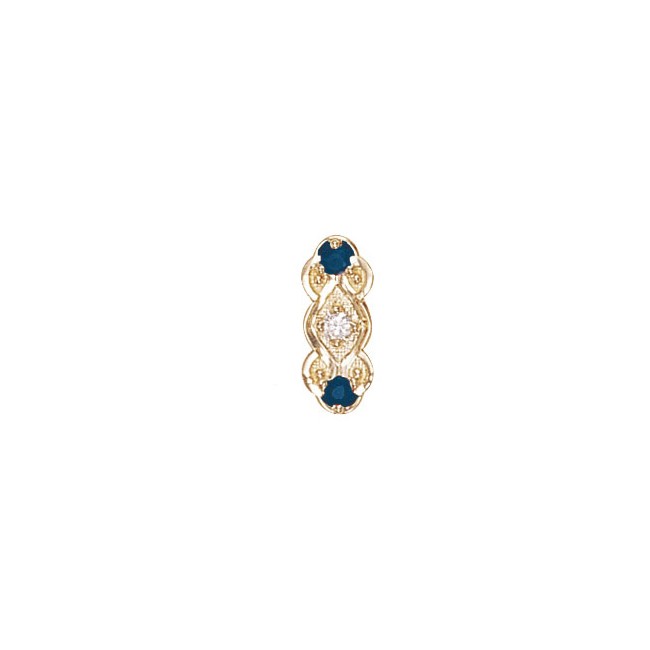 14 Karat Gold Slide with Diamond center and Sapphire accents