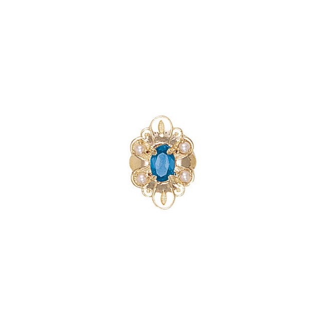 14 Karat Gold Slide with Blue Topaz center and Pearl accents
