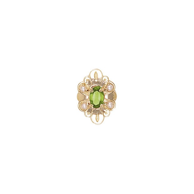 14 Karat Gold Slide with Peridot center and Pearl accents