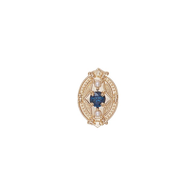 14 Karat Gold Slide with Blue Topaz center and Pearl accents