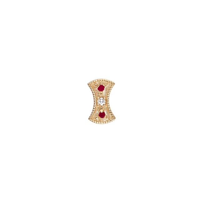 14 Karat Gold Slide with Diamond center and Ruby accents