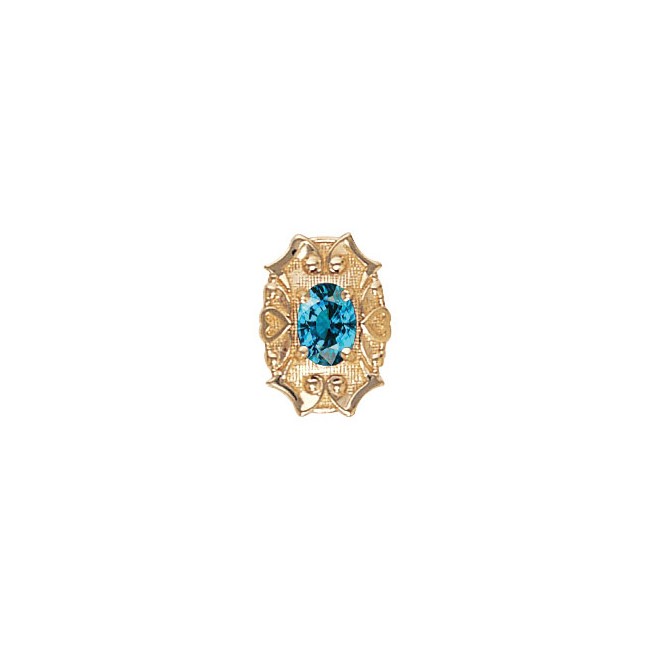 14 Karat Gold Blue Zircon Slide