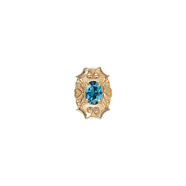 14 Karat Gold Blue Zircon Slide