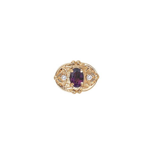 14 Karat Gold Slide with Amethyst center and Diamond accents