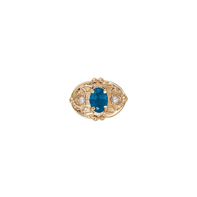 14 Karat Gold Slide with Blue Topaz center and Pearl accents