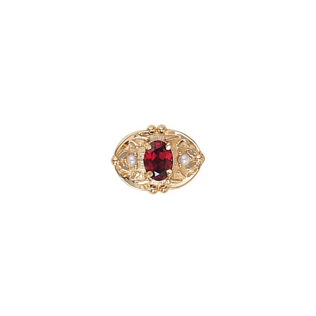 14 Karat Gold Slide with Garnet center and Pearl accents