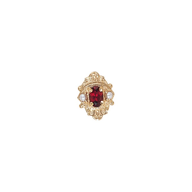 14 Karat Gold Slide with Garnet center and Pearl accents