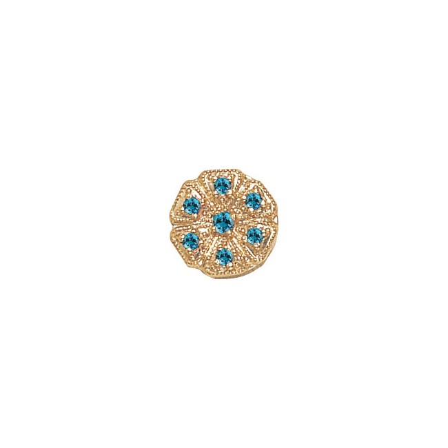 14 Karat Gold Blue Zircon Slide