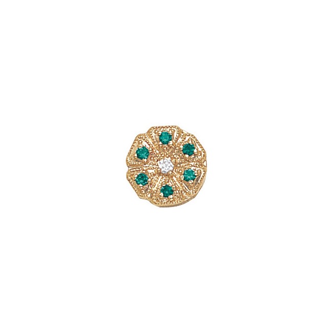 14 Karat Gold Slide with Diamond center and Emerald accents
