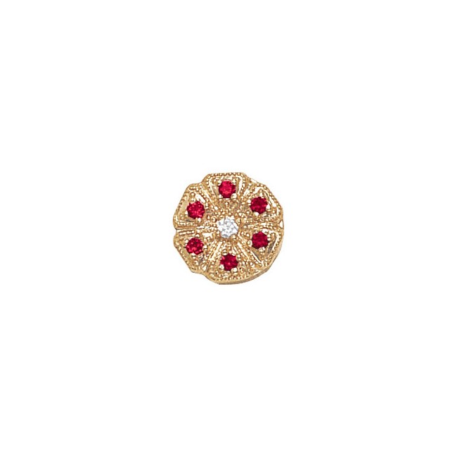 14 Karat Gold Slide with Diamond center and Ruby accents