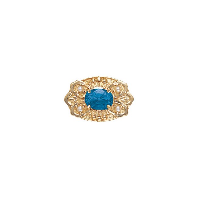 14 Karat Gold Slide with Blue Topaz center and Pearl accents