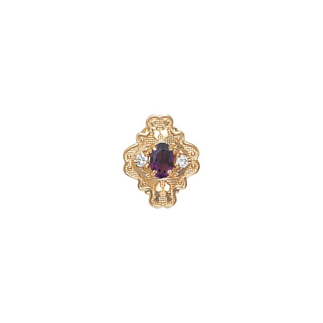 14 Karat Gold Slide with Amethyst center and Diamond accents