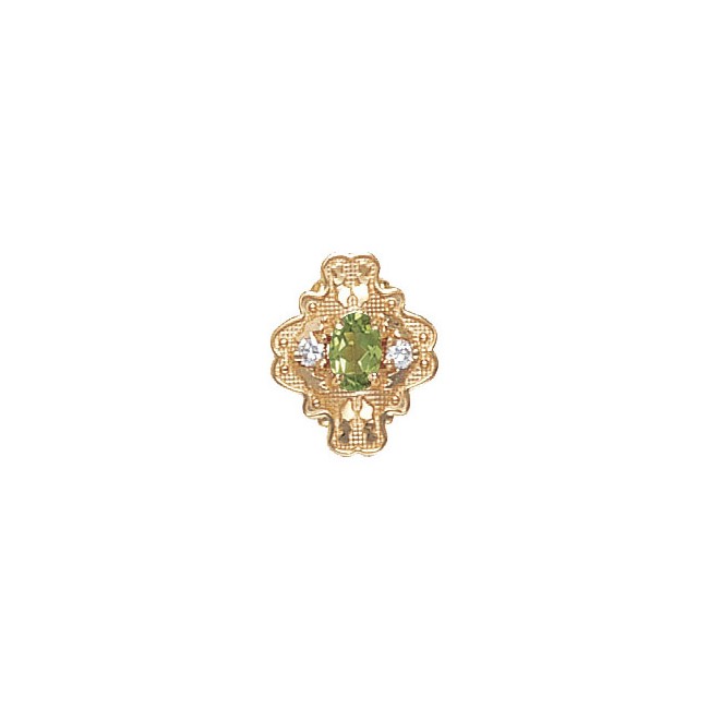 14 Karat Gold Slide with Peridot center and Diamond accents