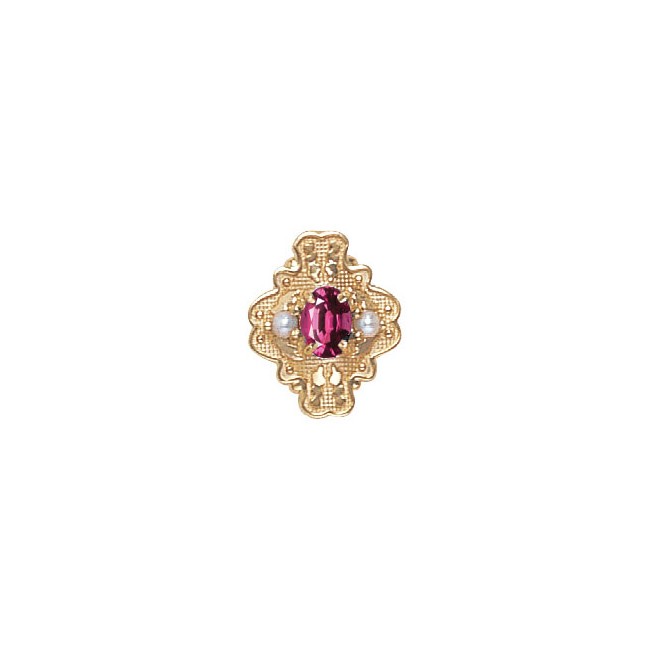 14 Karat Gold Slide with Rhodolite Garnet center and Pearl accents