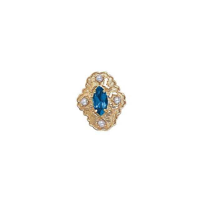 14 Karat Gold Slide with Blue Topaz center and Pearl accents