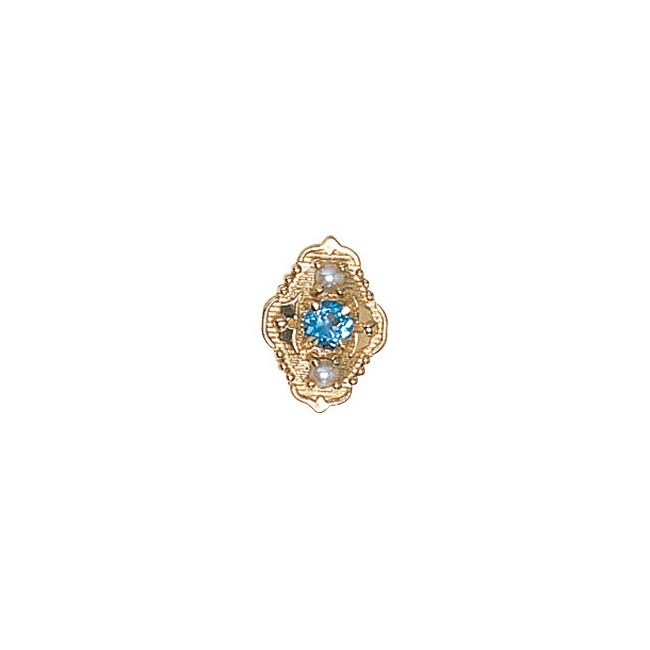 14 Karat Gold Slide with Blue Topaz center and Pearl accents