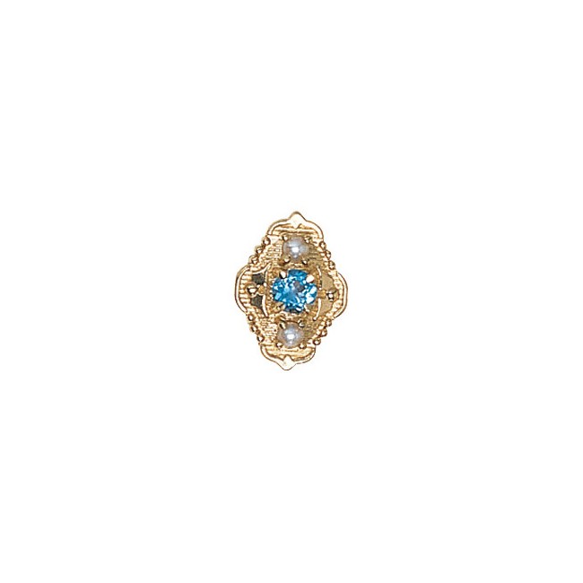 14 Karat Gold Slide with Blue Topaz center and Pearl accents