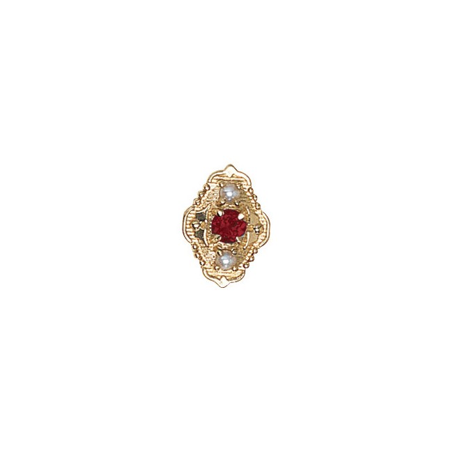 14 Karat Gold Slide with Garnet center and Pearl accents