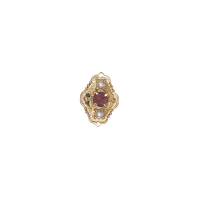 14 Karat Gold Slide with Pink Tourmaline center and Pearl accents