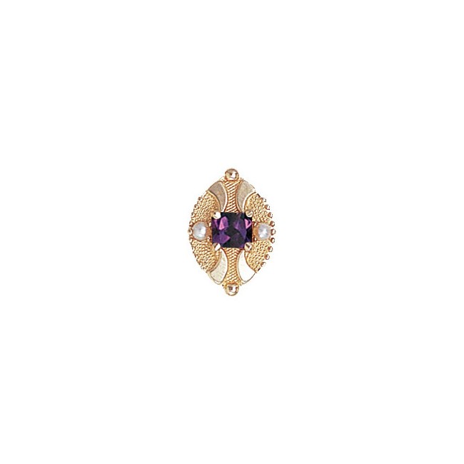 14 Karat Gold Slide with Amethyst center and Pearl accents