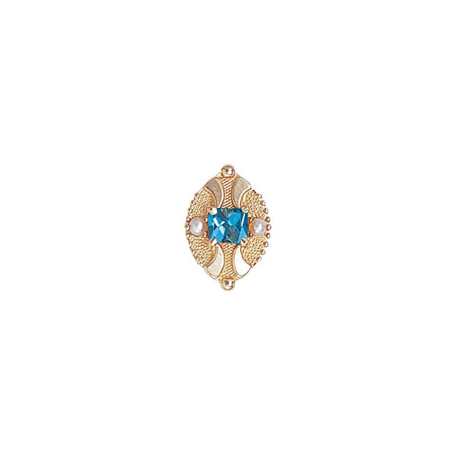 14 Karat Gold Slide with Blue Topaz center and Pearl accents