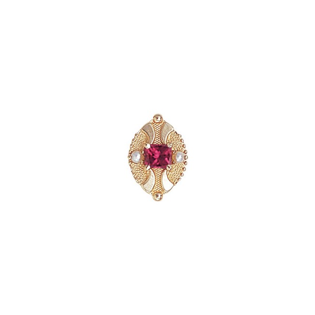 14 Karat Gold Slide with Garnet center and Pearl accents