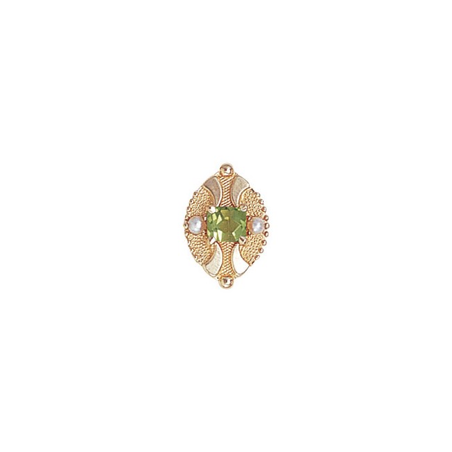 14 Karat Gold Slide with Peridot center and Pearl accents