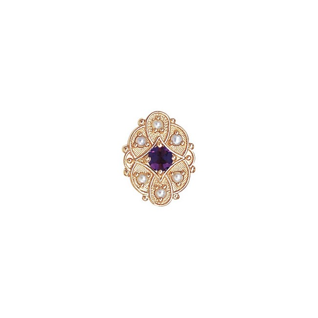 14 Karat Gold Slide with Amethyst center and Pearl accents