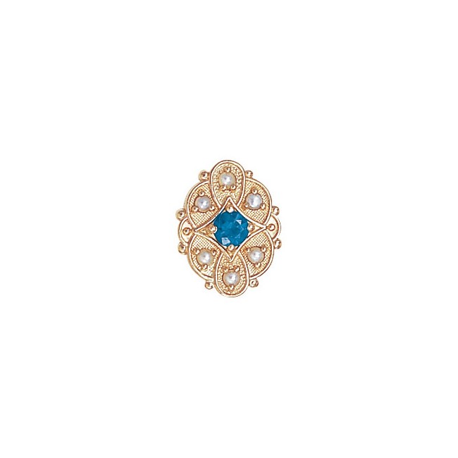 14 Karat Gold Slide with Blue Topaz center and Pearl accents