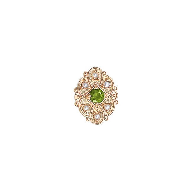 14 Karat Gold Slide with Peridot center and Pearl accents