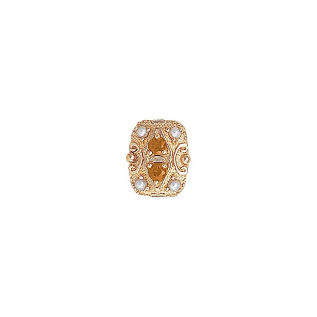 14 Karat Gold Slide with Citrine center and Pearl accents