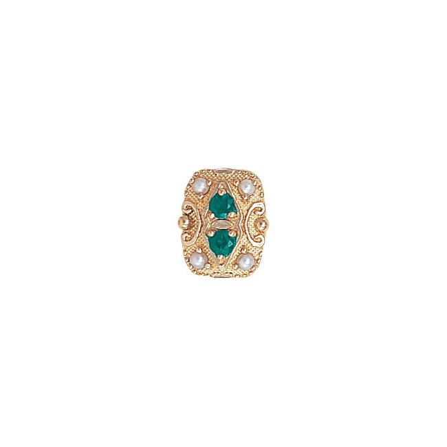 14 Karat Gold Slide with Emerald center and Pearl accents