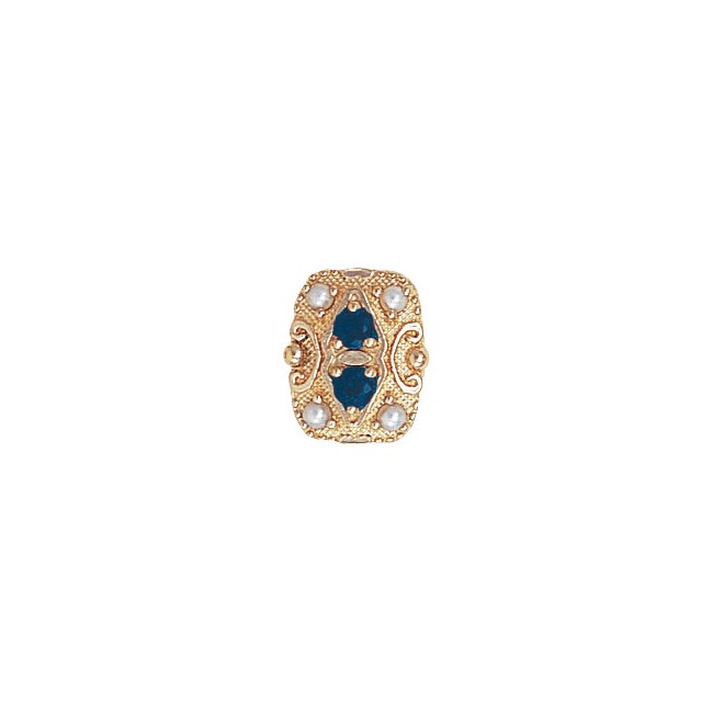 14 Karat Gold Slide with Sapphire center and Pearl accents