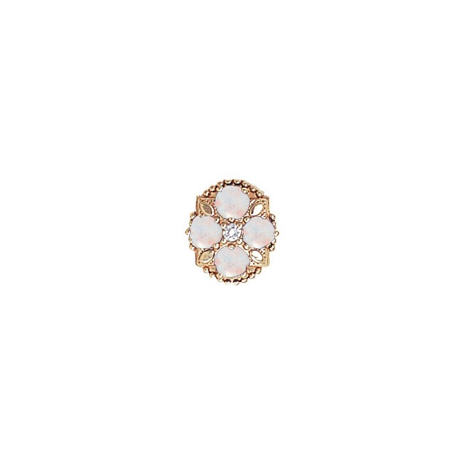 14 Karat Gold Slide with Diamond center and Opal accents
