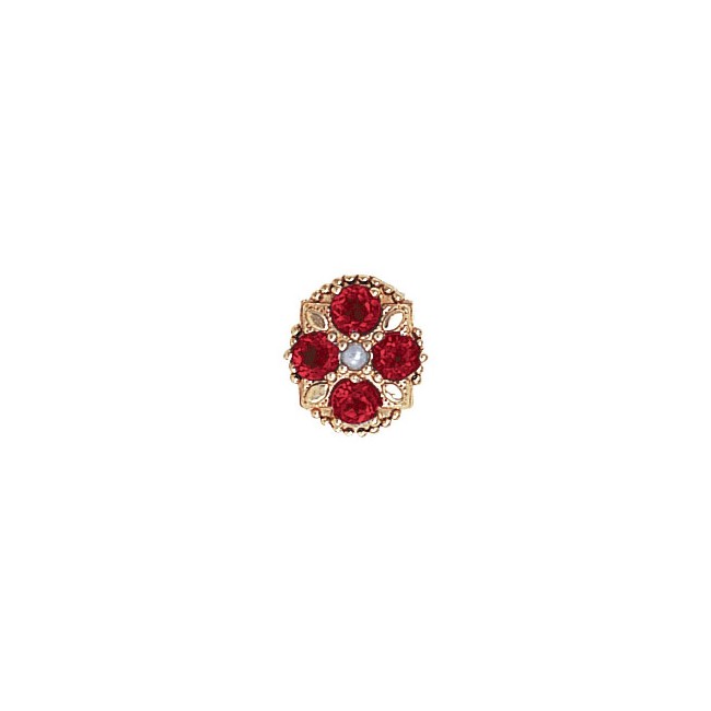 14 Karat Gold Slide with Pearl center and Garnet accents