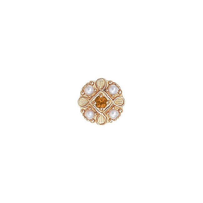 14 Karat Gold Slide with Citrine center and Pearl accents